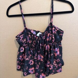 Melrose and Market Black and Pink Floral Camisole